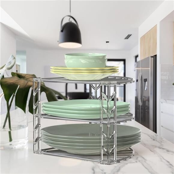 Simple Houseware 3-Tier Counter Corner Shelf Organizer, Silver - Picture 8 of 12